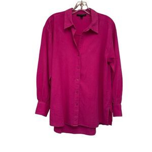 Banana Republic Magenta linen and rayon long blouse, medium